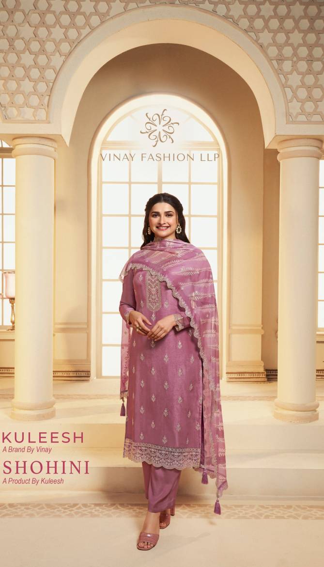 Shohini By Vinay Kuleesh Dola Silk Embroidery Designer Salwar Suits Wholesale Price In Surat
